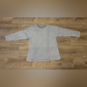 We The Free People Blue Black Cotton Striped Oversized Long Sleeve Tee Shirt S